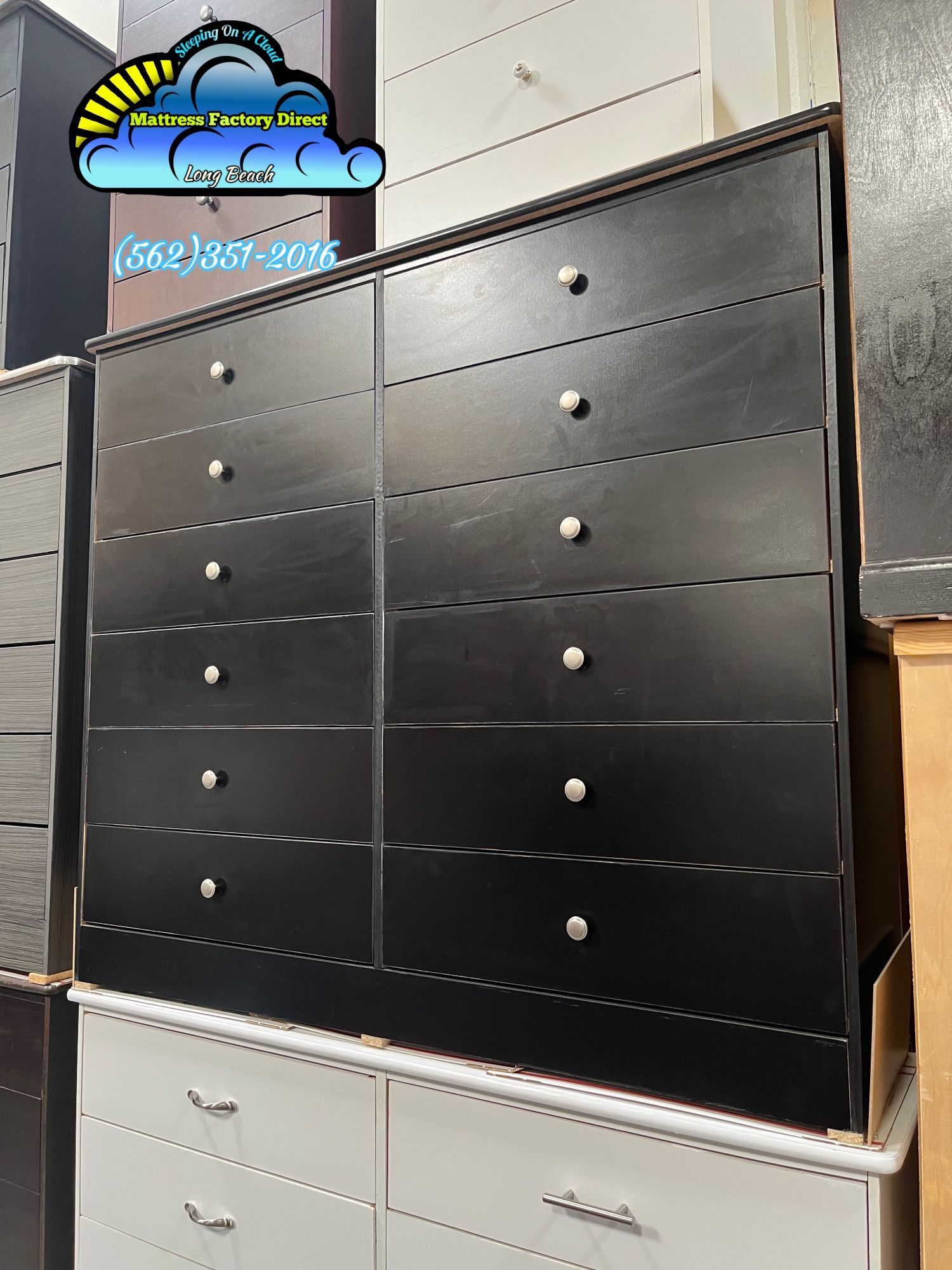12 Drawer Black Compressed Dresser Chest