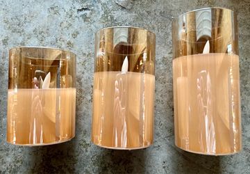 Set of 3 Glass Hurricane Candles