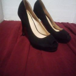 Black High Heel Suede Dress Shoes 