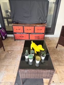 5-Drawer Fabric Storage Dresser with Wood Top