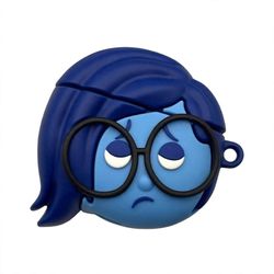 Moving Sale - Blue Cartoon AirPods Case with Keychain