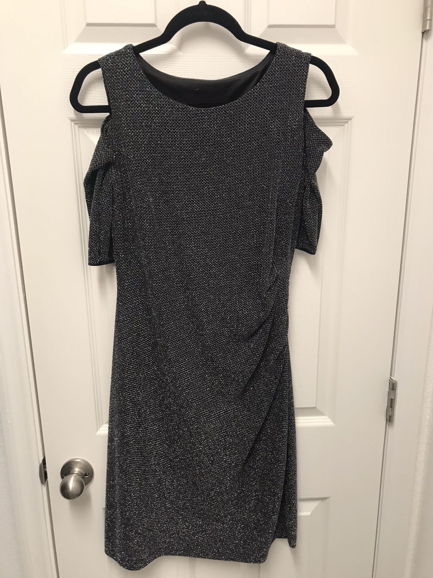 Double Layer Black Sparkly Party Dress XL