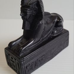 Vintage Heavy Fabulous Sphinx Stone Statues Egyptian Pharaoh Deal 3" Tall.
