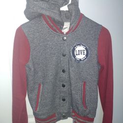 New-Cute Ladie's Button Up Hooded Sweatshirt