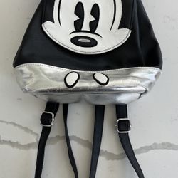 Disney Parks MICKEY MOUSE Mini BACKPACK Black/Silver/White Adjustable Straps