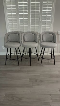 Three new Gray Unholstered Bar Stools