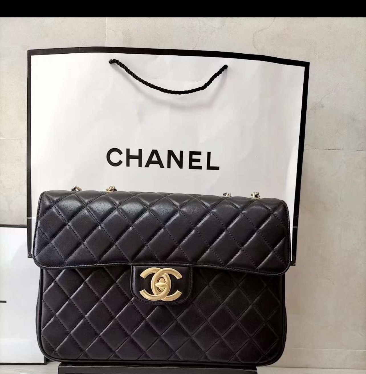 Chanel Black Purse Large Real Leather (Price $250)