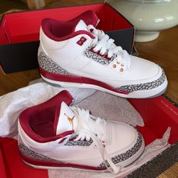 AIR JORDAN 3 RETRO (GS) WHITE/LIGHT CURRY-CARDINAL RED BLANC/CARI GLAIR 
