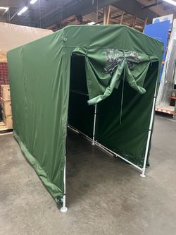 PORTABLE MOTORCYCLE STORAGE GARDEN CANOPY COVER GARAGE TOOL SHED 5X10 W/SHELVES New Factory Sealed
