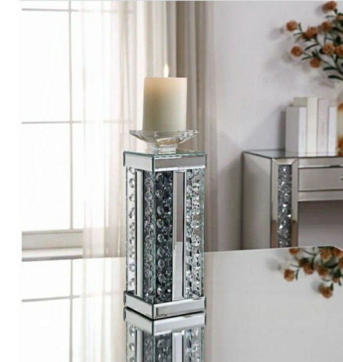 Brand new modern design glass mirrored candleholder