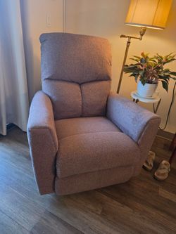 Gray/Brown Fabric Upholstered Recliner Chair