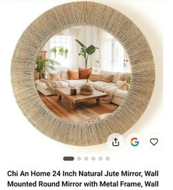 Chi An Home 24-Inch Round Jute Wall Mirror
