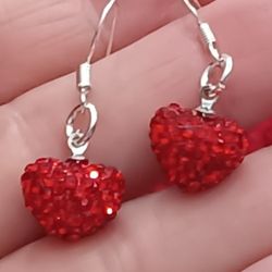Sterling Silver SWAROVSKI  RED CRYSTALS EARRINGS