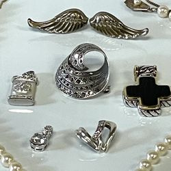 7 item 925 Sterling necklace earring Pin pendants charms all