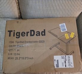New Tiger Dad  Overbed Desk Mobile Rolling Laptop Stand Black
