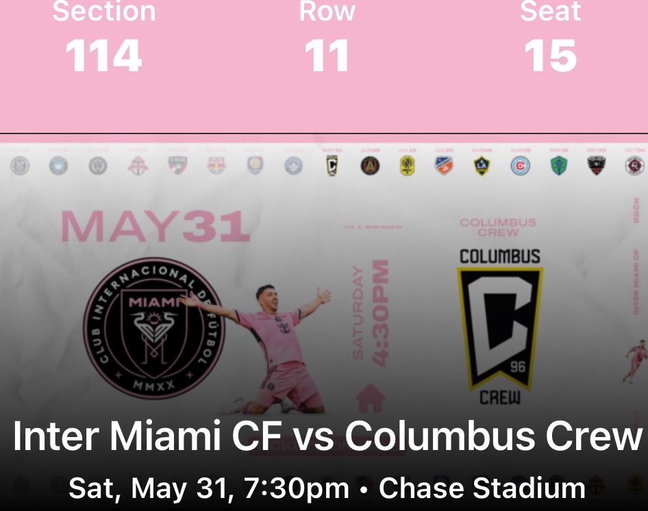 3 Inter Miami Tickets 5/31 Close To Field