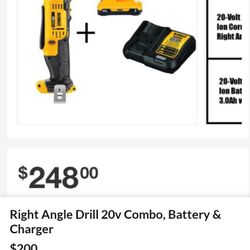 Dewalt Right Angle+ Battery + Charger