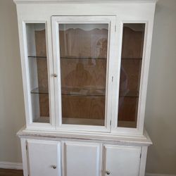 Solid Wood Cabinet With Glass Shelves 