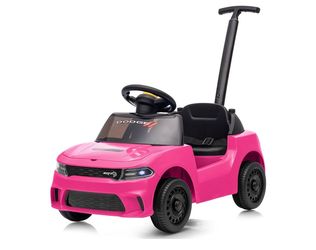 Toddler Ride-On Push Car with Parent Handle, Music & Storage – Pink