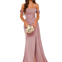 Light Pink Formal Dress Prom Bridesmaid Wedding Party Maxi Dress