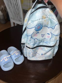 Cinnamonroll Sanario slides (size2) and backpack