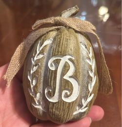 Monogram Letter B Decorative Pumpkin