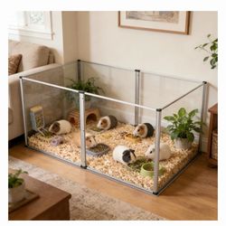 Small Pet Acrylic Playpen with Waterproof Floor Line 48.81 x 24.8 x 15.74-in