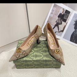 1:1 GG Canvas Bit Slingback Pumps