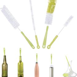 4 Pcs Water Bottle Cleaner Brush Set, Long Handle Bottle Washer Cleaning Brush for Straw Brush, Kettle Spout, Cup, Lid Cleaner Brushes for Narrow Neck