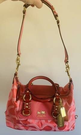 COUCH Pink/Red Canvas/Leather Weekend/Travel Bag