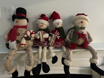 Set of 4 Christmas Snowman Shelf Sitter Dolls