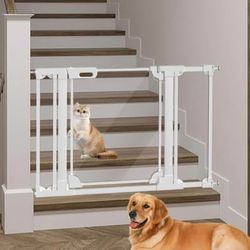 AIKSIWAI Clear Acrylic Baby Safety Gate — Transparent Panel, White Frame, Pressure Mounted