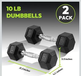 Set, 10 lb Rubber Encased Dumbbells 