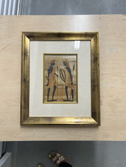 African Painting With Gold Accent And Frame 