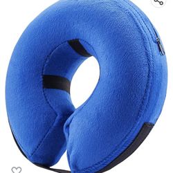 Dog Inflatable Collar - Blue Soft Fabric For Post Surgery / Injury