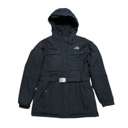 The North Face Girls Vintage Black Hyvent Goose Down Belted Parka Jacket Size XL