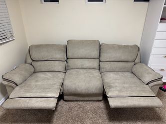 Grey Microfiber Power Reclining Sofa