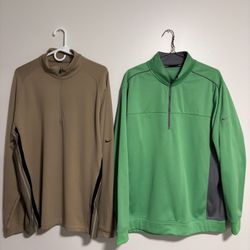 (2-LOT) Nike Golf Mens X-Large Dri-FIT Performance Quarter Zip Pullovers