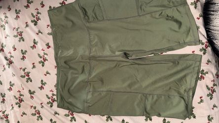 Olive Green Athletic Biker Shorts