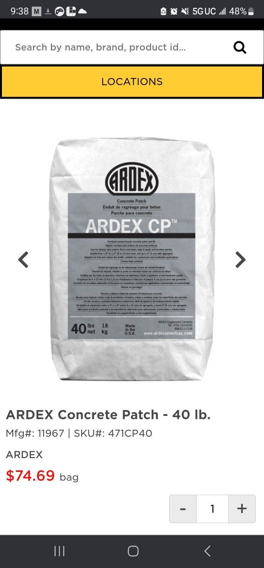 ARDEX CP 40LB BAG PATCH CEMENT