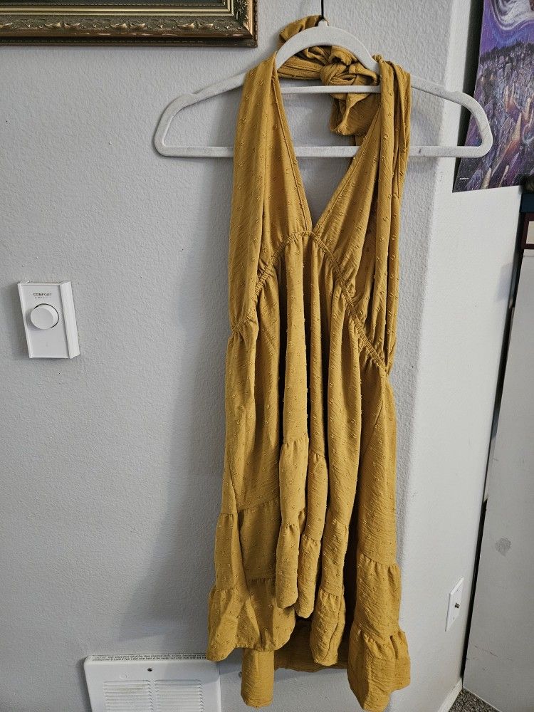 Shein Yellow/Sungold Halter Dress Size 2xl