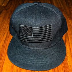 American Flag Embroidered Black Snapback Hat NWOT