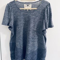 I X Blue Tunic Top With Lace Bottom 