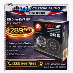 DB Drive Euphoria Series EW7 12F Shallow 12" Dual Voice Coil Subwoofer 1000 Watts 🚨 Payment Options Available 🚨 No Credit Needed 🚨 