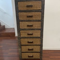 Wicker Tall 6-Drawer Dresser Chest Cabinet Storage Organizer