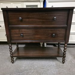 Farmhouse Style Dark Brown 2 Drawer Accent Chest