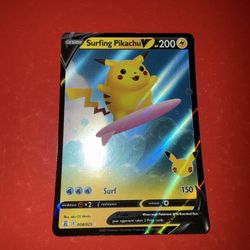 Surfing Pikachu V 008/025 Celebrations Ultra Rare Pokemon Card