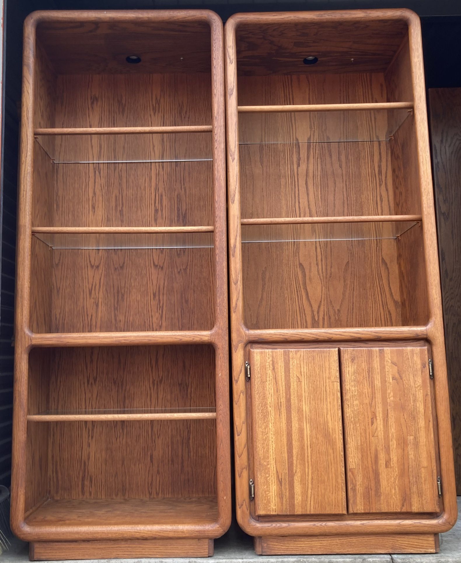 Vintage Pair of Oak Bookcases Storage Display Shelving