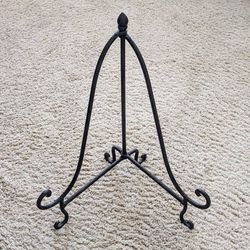 Large 16" tall wrought iron heavy duty metal artwork display plate easel painting stand base support
