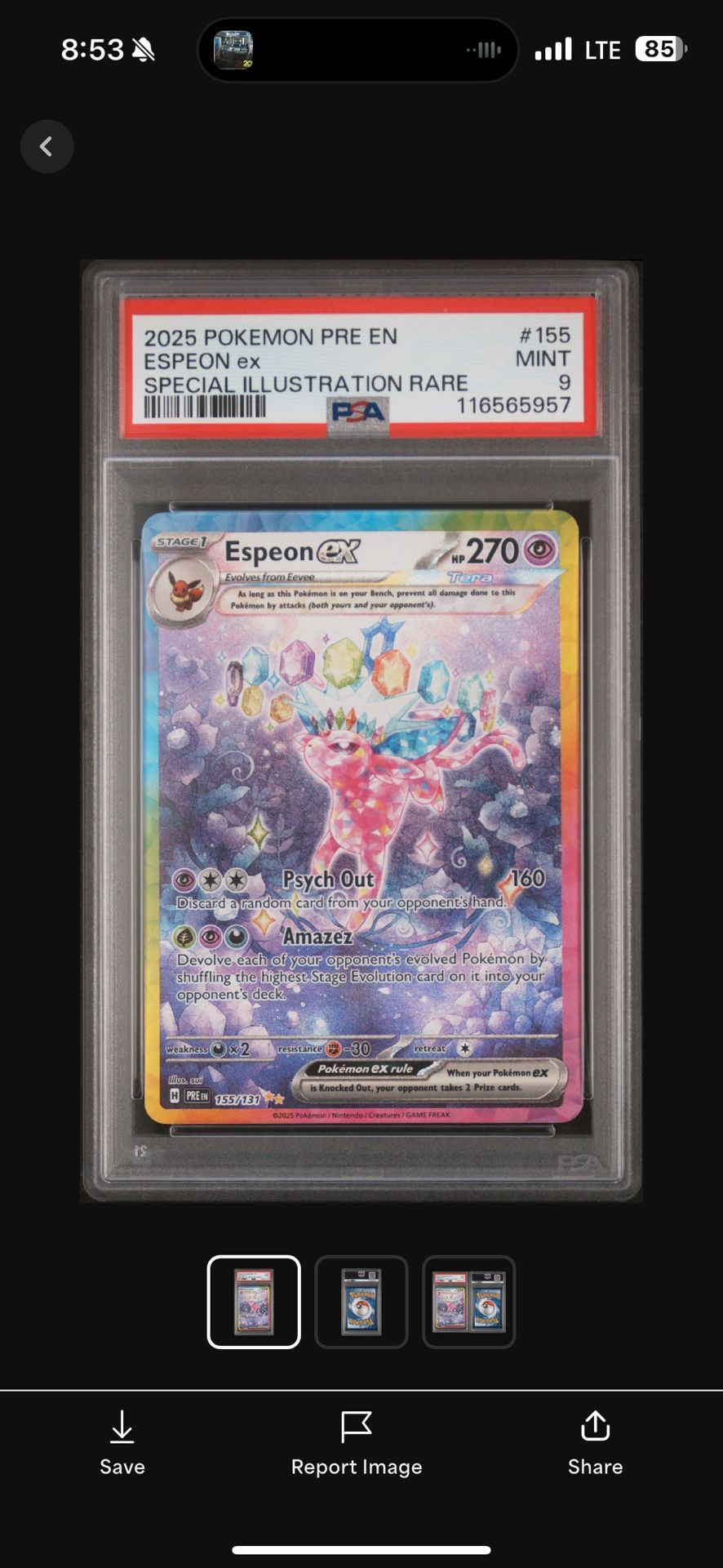 Espeon Ex 155/131 Prismatic Evolutions PSA 9